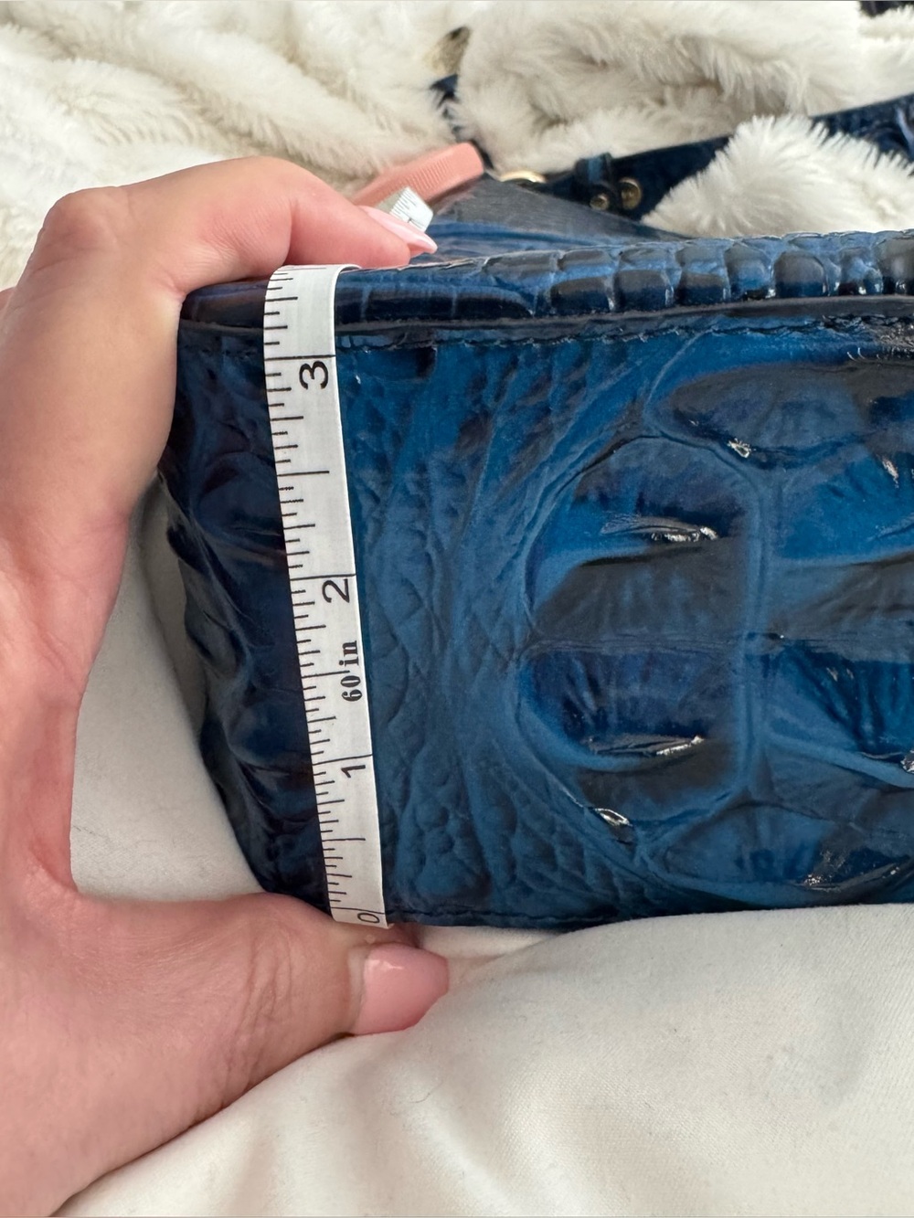 Brahmin Shiny bright blue Croc shoulder bag (Esme style I think) - Picture 8 of 8